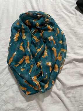 3/$10 Teal Fox Print Lightweight Infinity Scarf